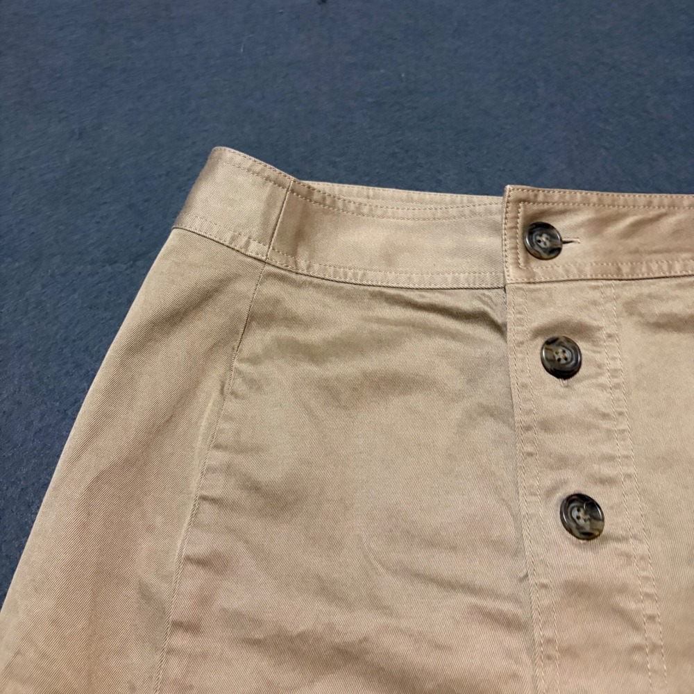 J.Crew Button Front Mini Skirt Womens 10 Khaki Tan Preppy Academic Core Fall - Picture 2 of 9